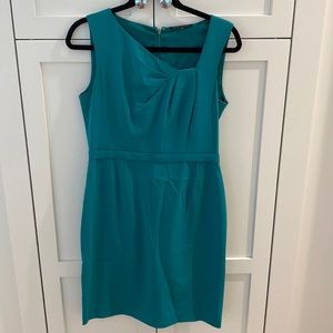 4/$25 Emerald Teal Havana Designer Elie Tahari Lined Silk asymmetric neckline 6